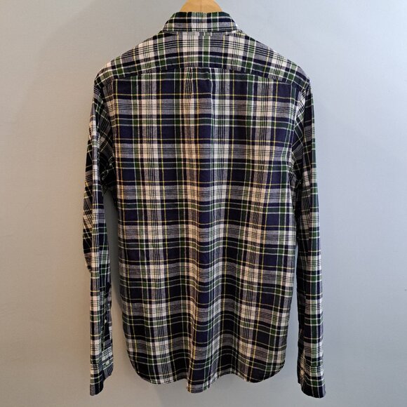 J. Crew Men's Medium Slim Fit Indian Madras Long Sleeve Plaid Shirt Style #AM673 - Picture 4 of 14
